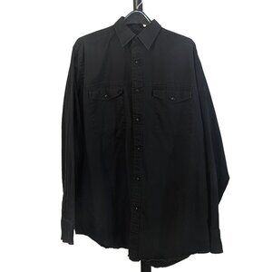 CHAPS Mens Size L Washed Black Button-Down